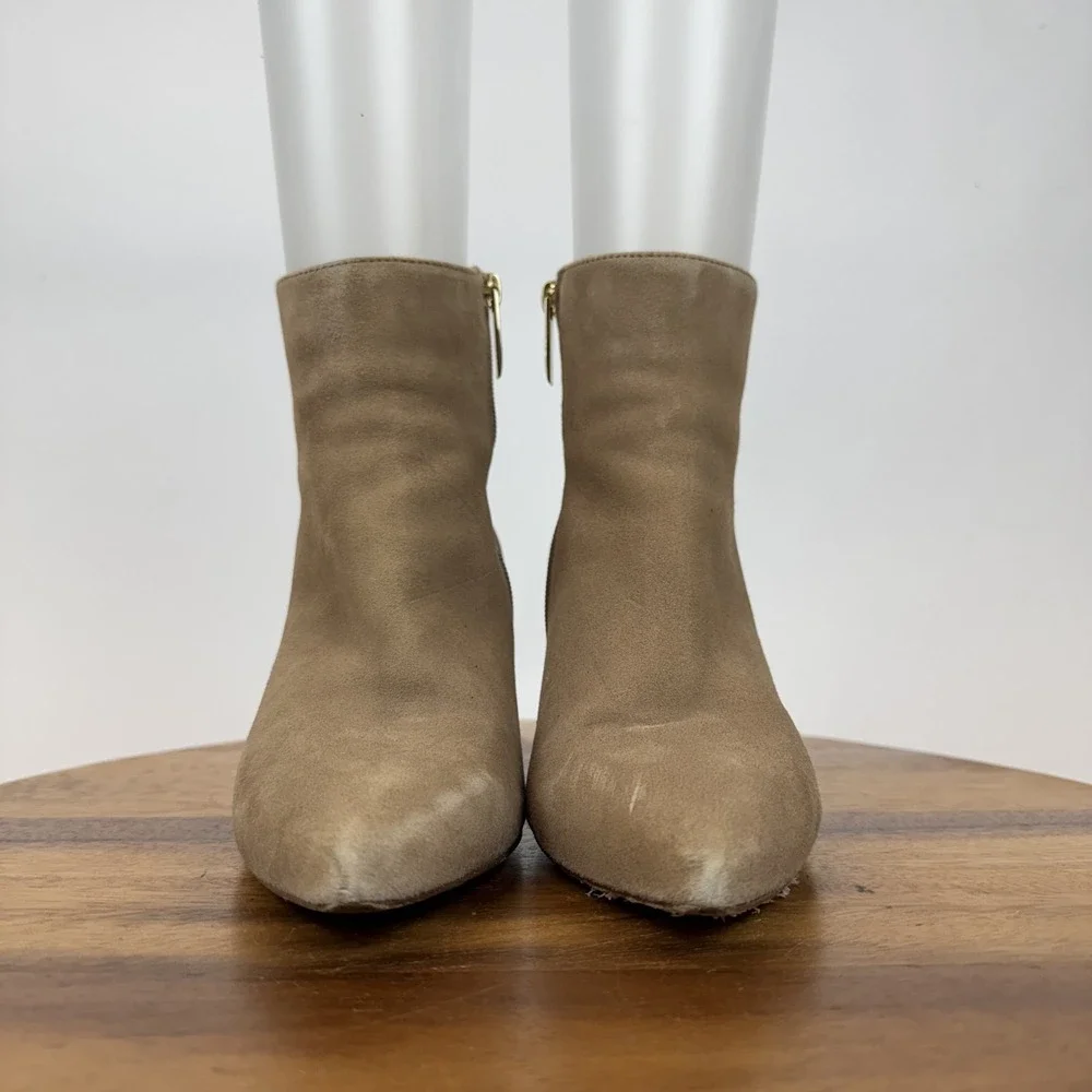 Womens L'Agence Aimee Beige Leather Heeled Comfort Ankle Booties‎ Size EU 38.5